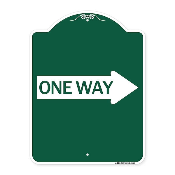 Signmission Designer Series One Way W/ Right Arrow, Green & White Aluminum Sign, 18" x 24", GW-1824-24384 A-DES-GW-1824-24384 - main